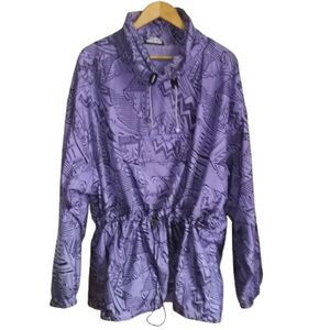VINTAGE MISTRAL Purple & Black Abstract Comic Oversized Rain Coat Size Large